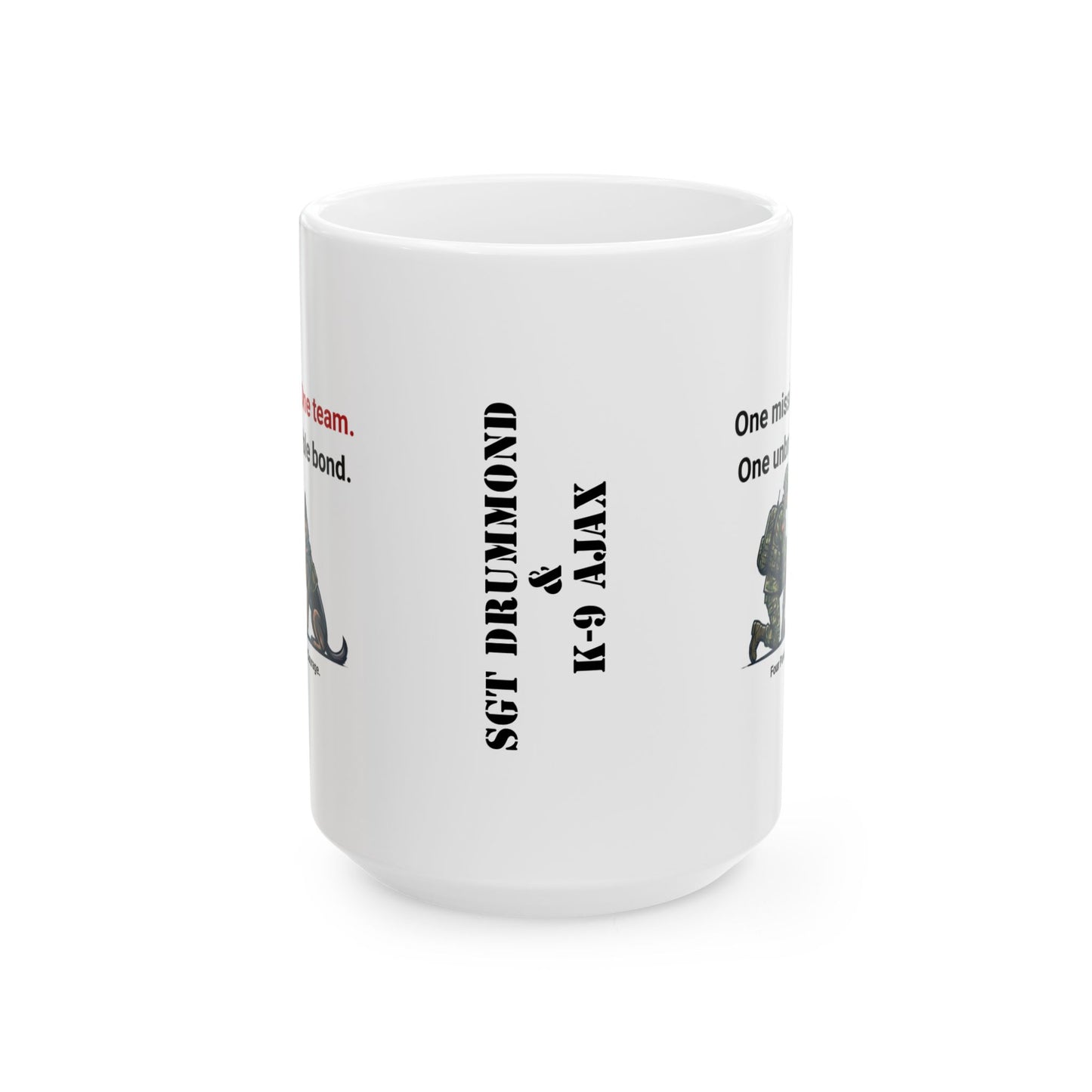 Personalized One Team K-9 Military Tribute Coffee Mug, Honor the Unbreakable Bond