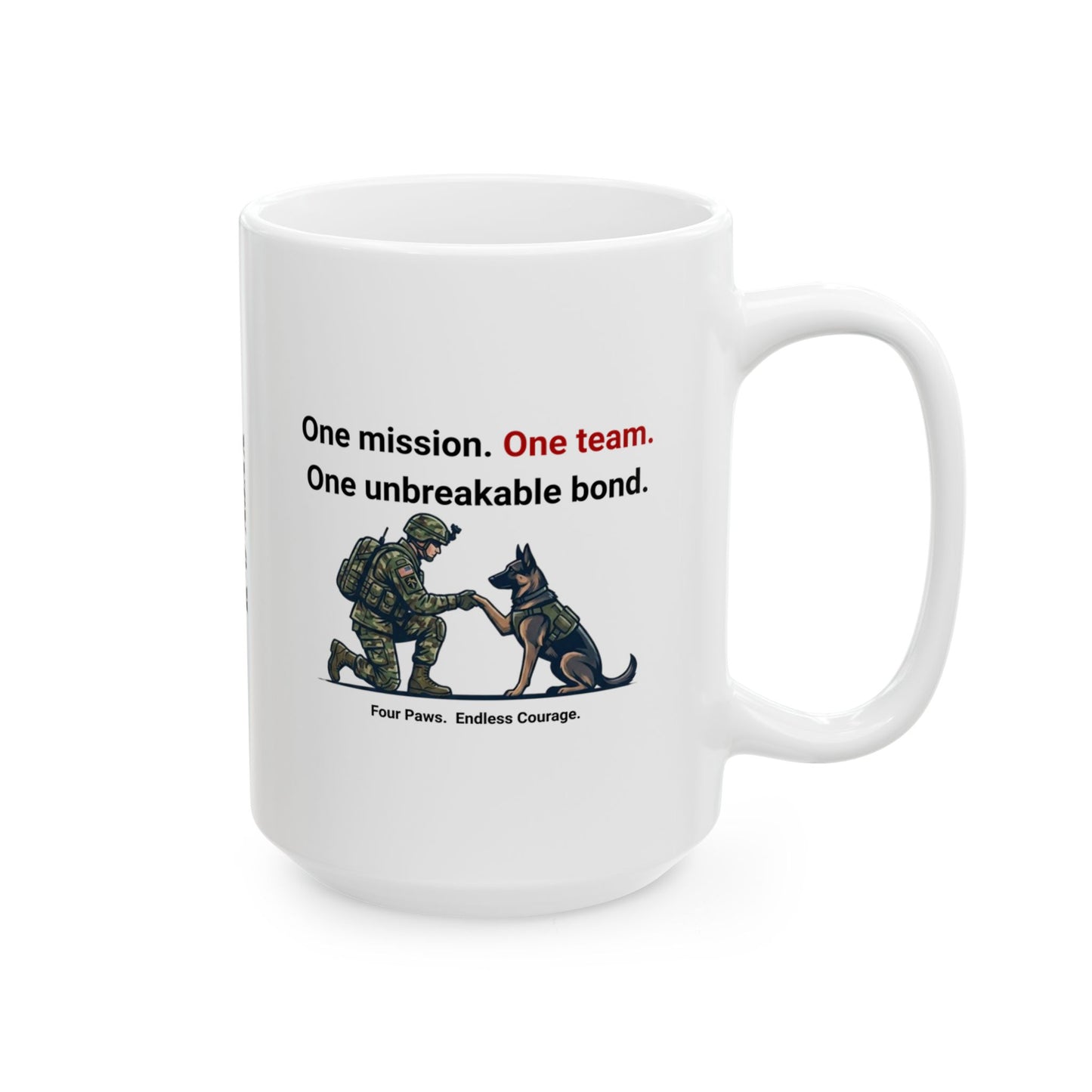 Personalized One Team K-9 Military Tribute Coffee Mug, Honor the Unbreakable Bond