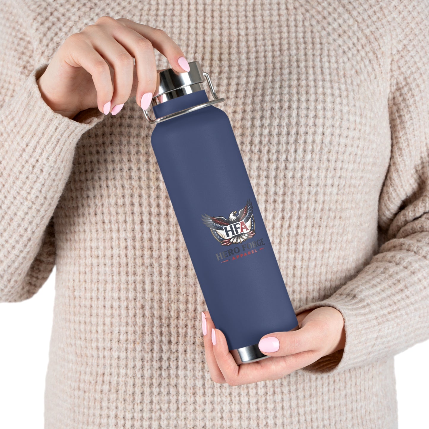 Hero Forge Apparel 22oz Copper Vacuum Insulated Bottle, Built for Heroes