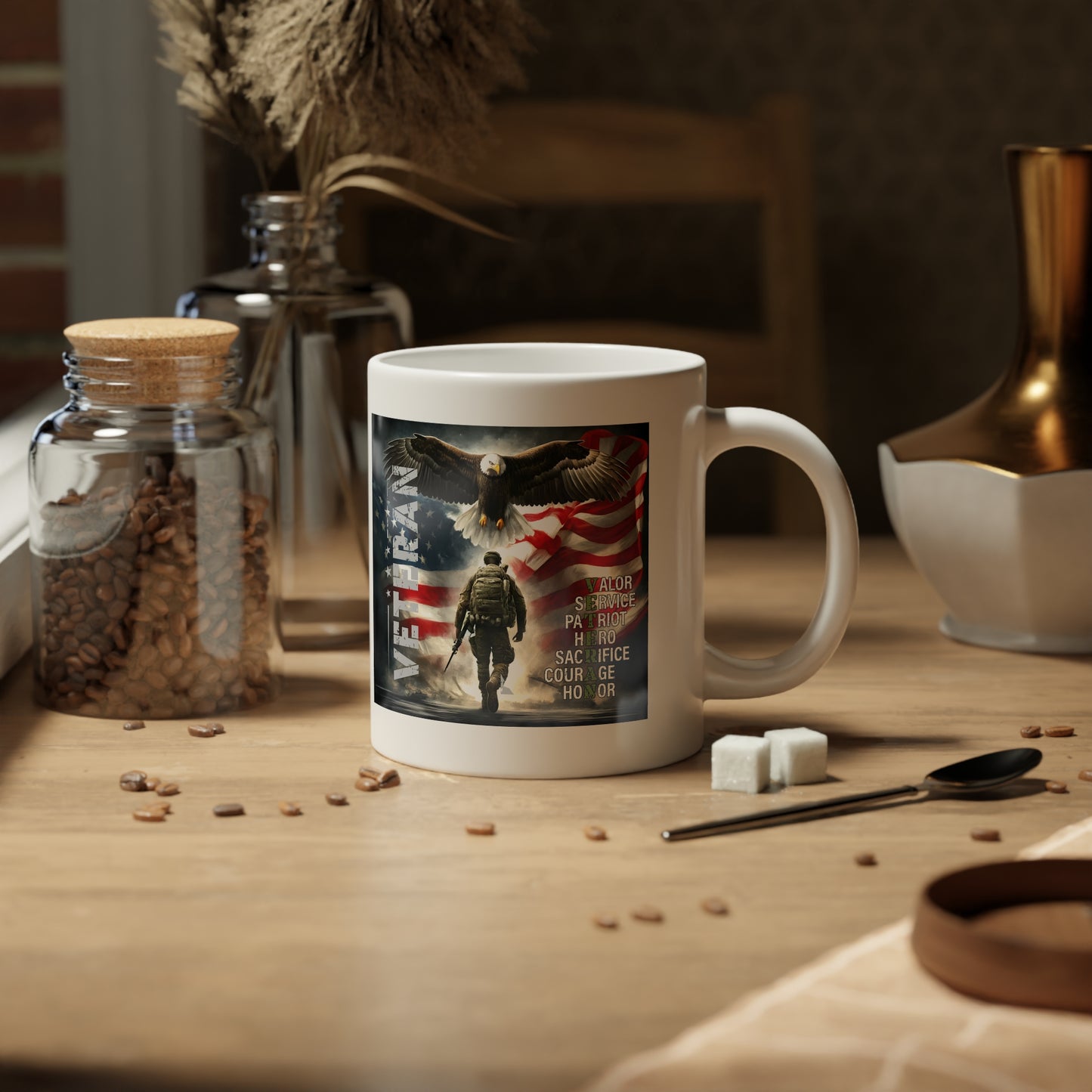 Veteran Patriot Eagle 20oz Mug, Valor Service Honor Military Mug