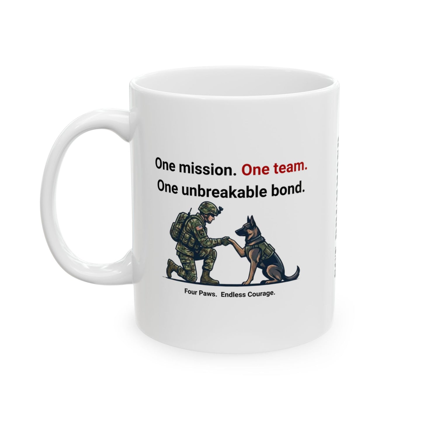 Personalized One Team K-9 Military Tribute Coffee Mug, Honor the Unbreakable Bond