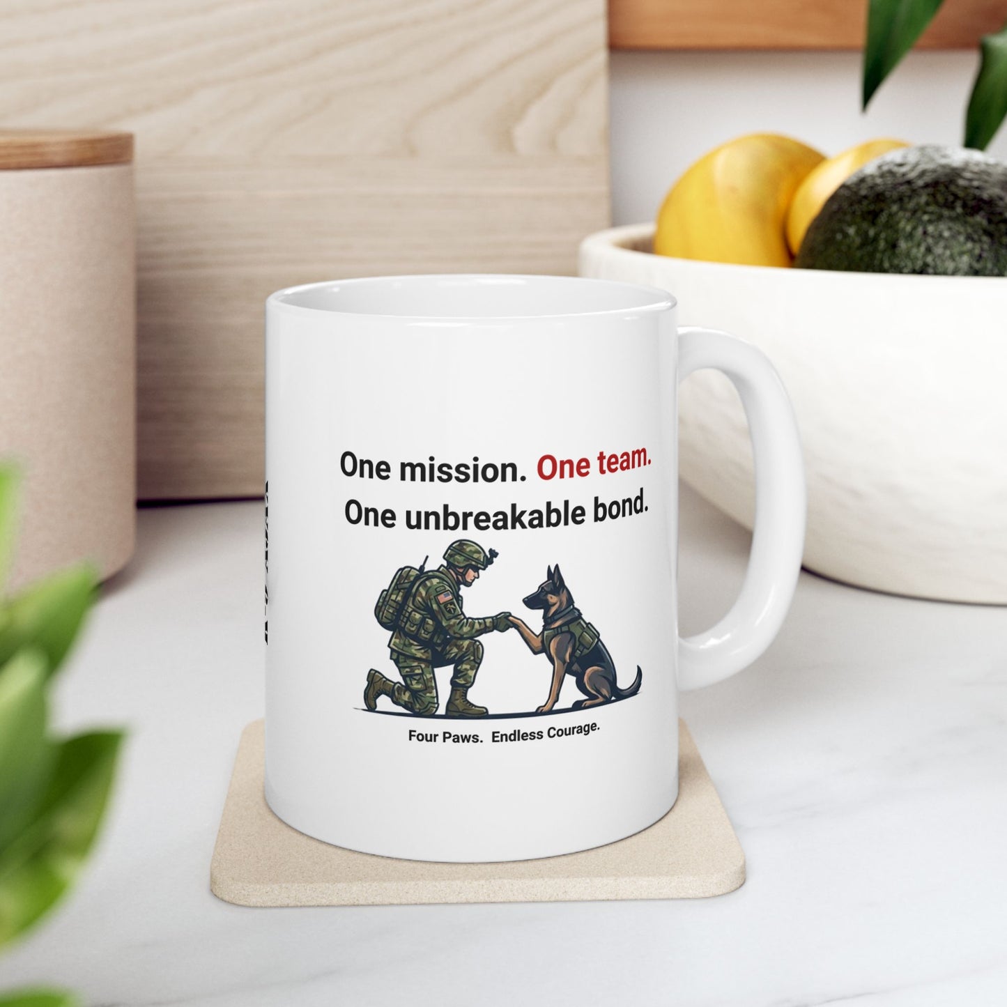 Personalized One Team K-9 Military Tribute Coffee Mug, Honor the Unbreakable Bond