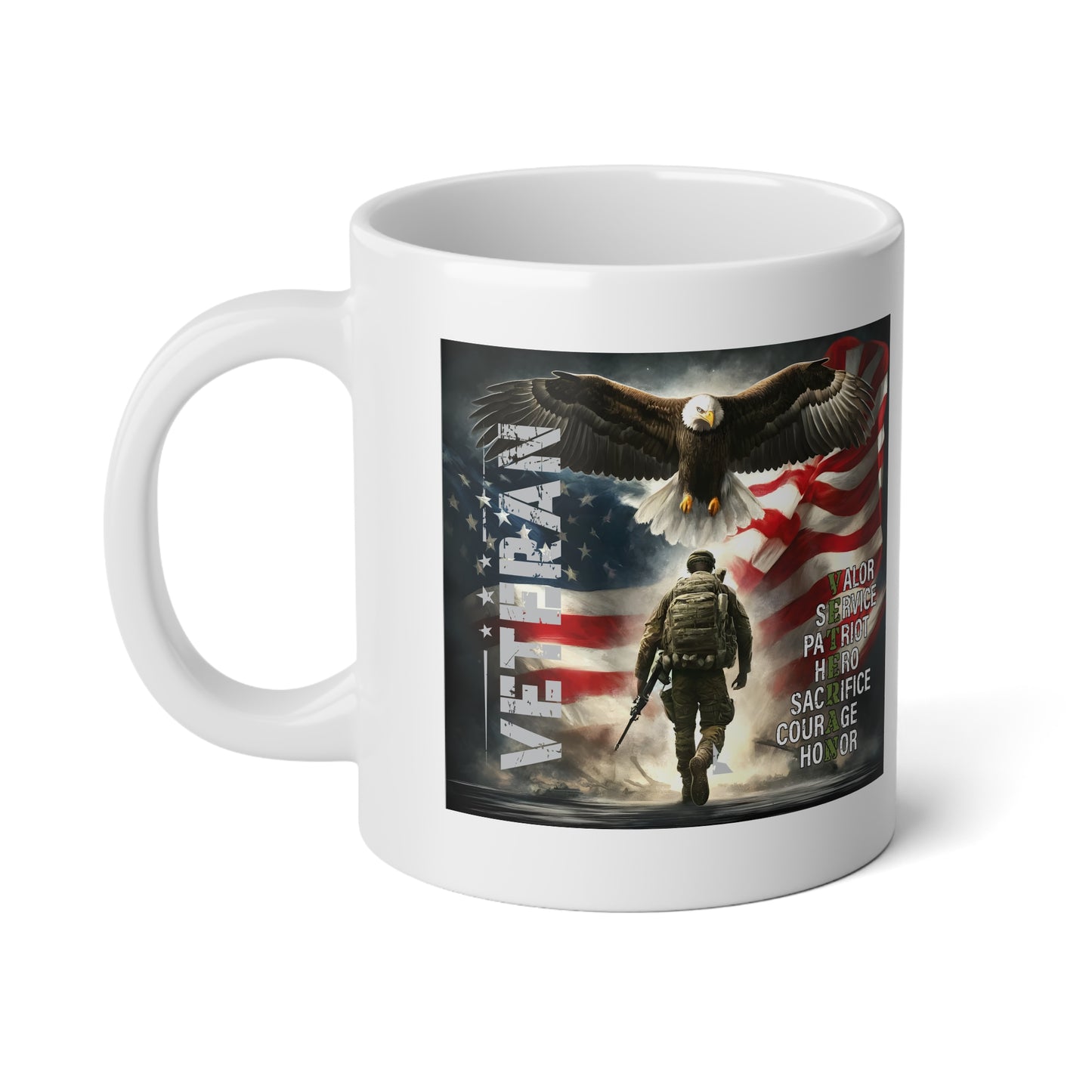 Veteran Patriot Eagle 20oz Mug, Valor Service Honor Military Mug