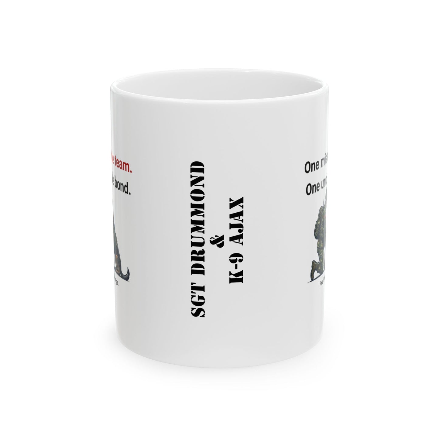 Personalized One Team K-9 Military Tribute Coffee Mug, Honor the Unbreakable Bond