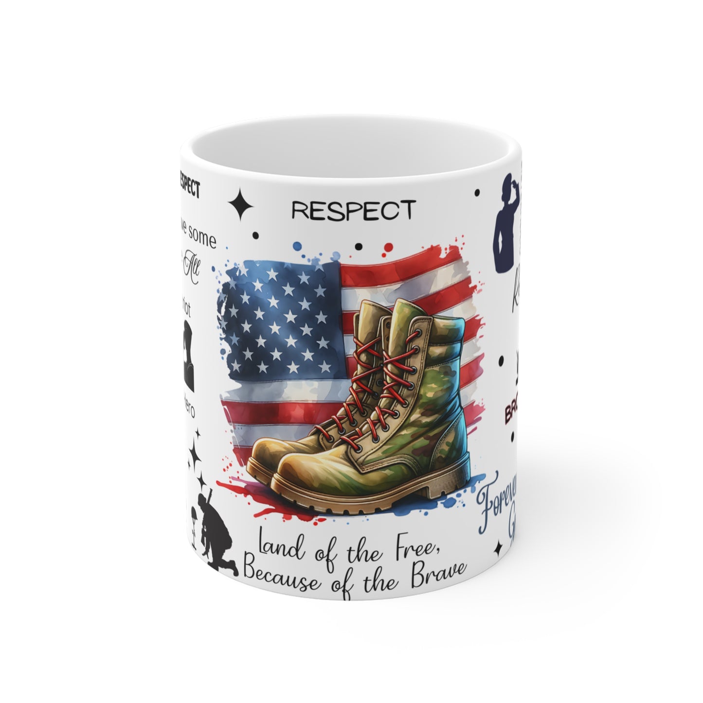 Honor Remember Respect Veteran 11oz Mug, Patriotic Memorial Tribute Cup