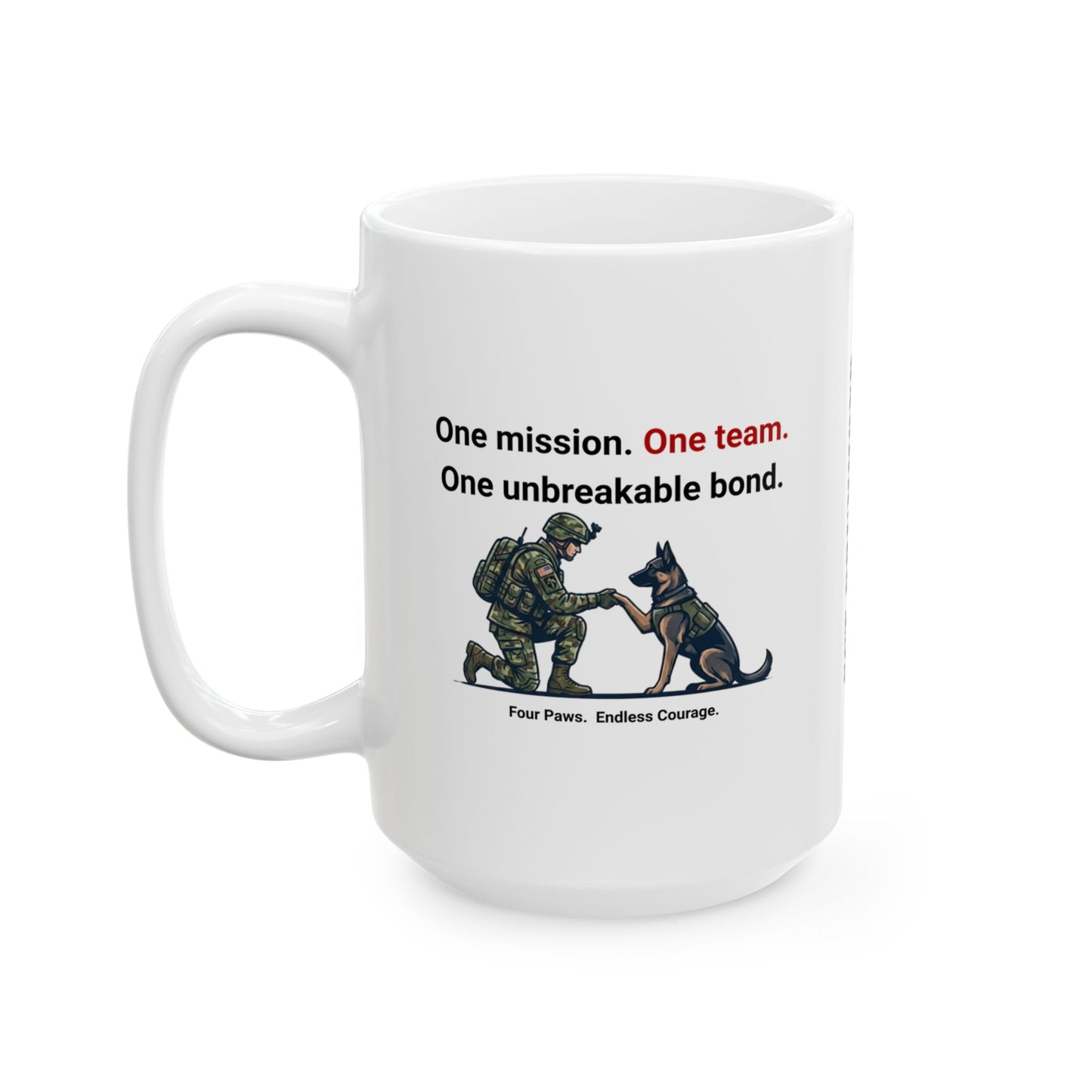 Personalized One Team K-9 Military Tribute Coffee Mug, Honor the Unbreakable Bond