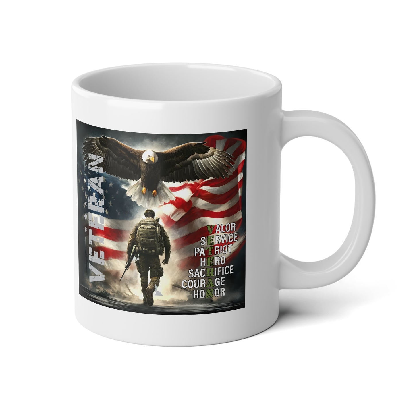 Veteran Patriot Eagle 20oz Mug, Valor Service Honor Military Mug