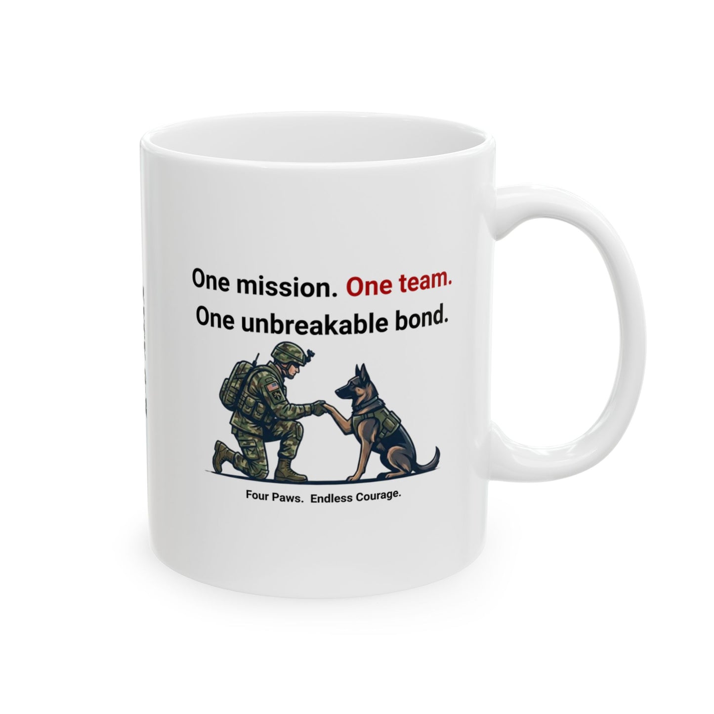 Personalized One Team K-9 Military Tribute Coffee Mug, Honor the Unbreakable Bond