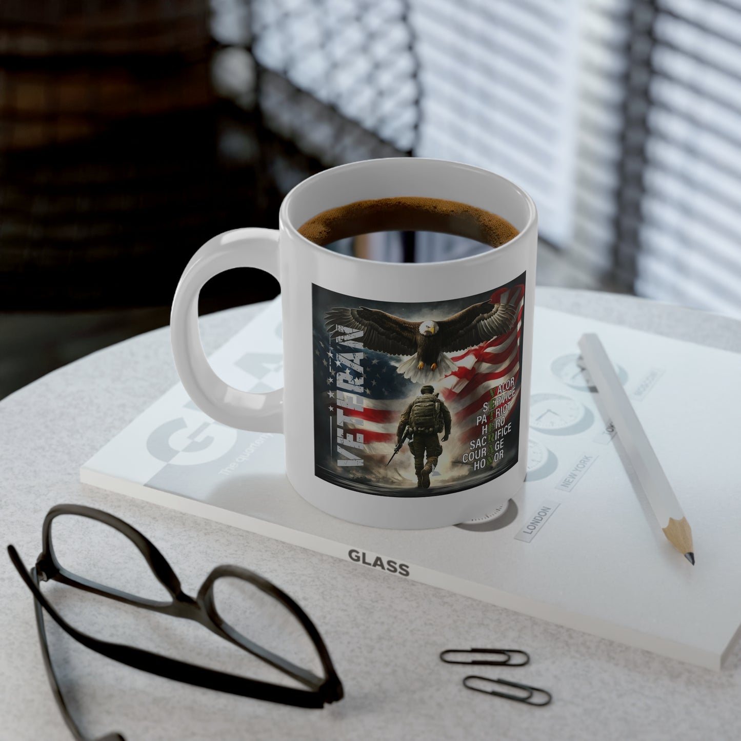 Veteran Patriot Eagle 20oz Mug, Valor Service Honor Military Mug