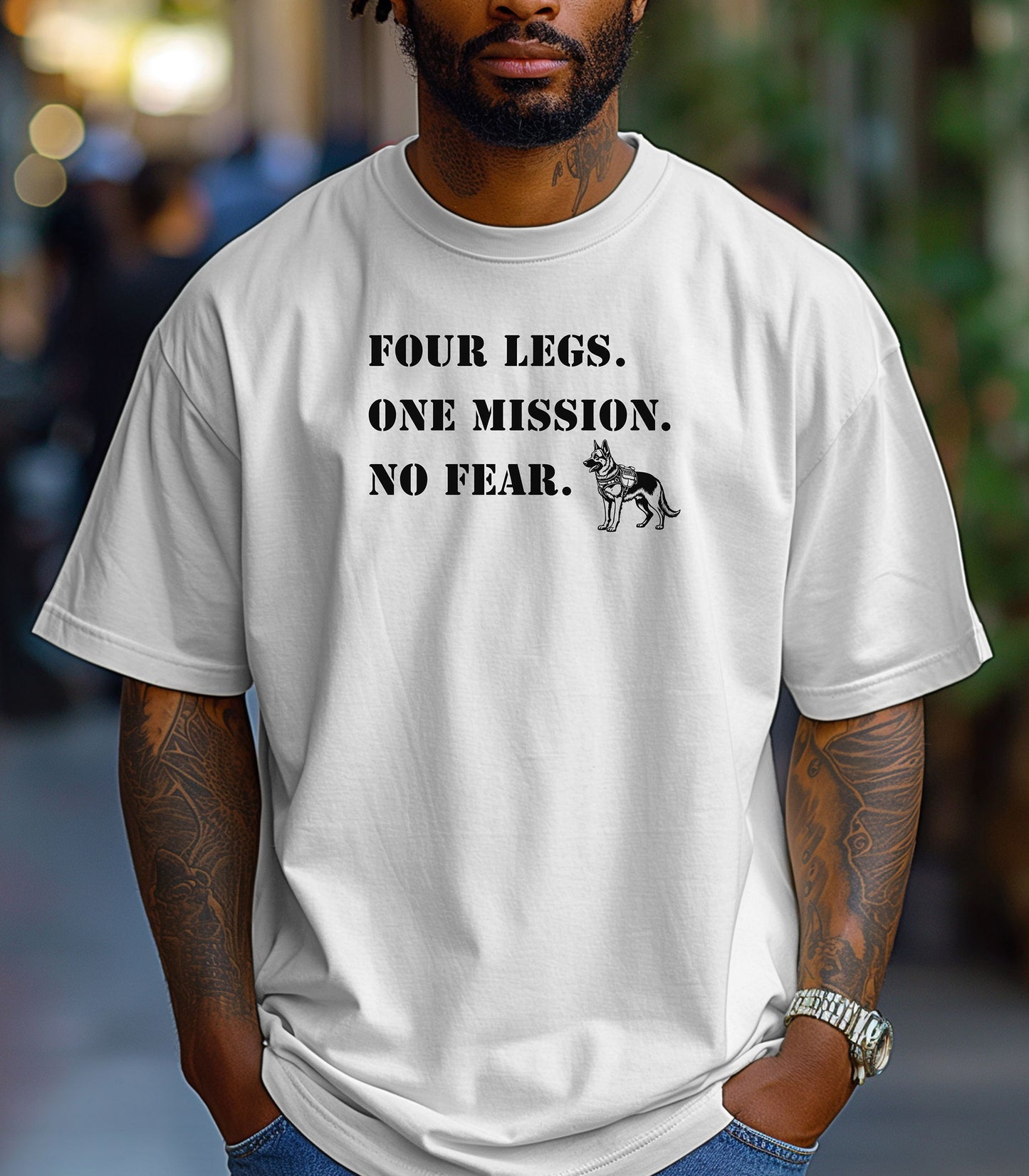 K9 Unit T-Shirt, Four Legs One Mission No Fear Police Dog Handler Tribute