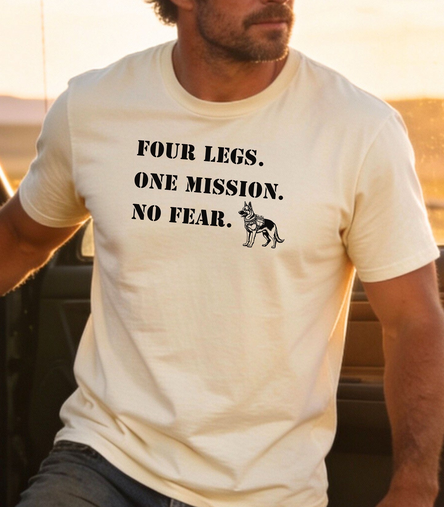 K9 Unit T-Shirt, Four Legs One Mission No Fear Police Dog Handler Tribute