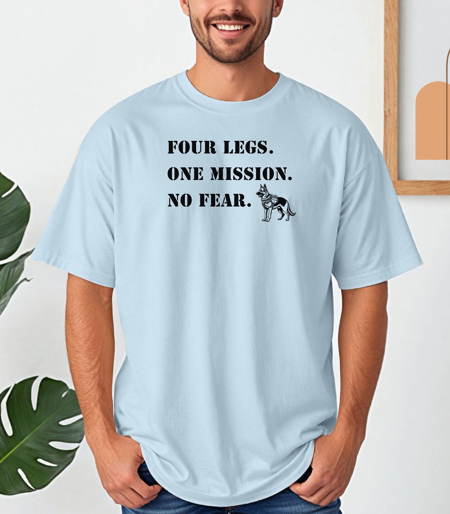 K9 Unit T-Shirt, Four Legs One Mission No Fear Police Dog Handler Tribute