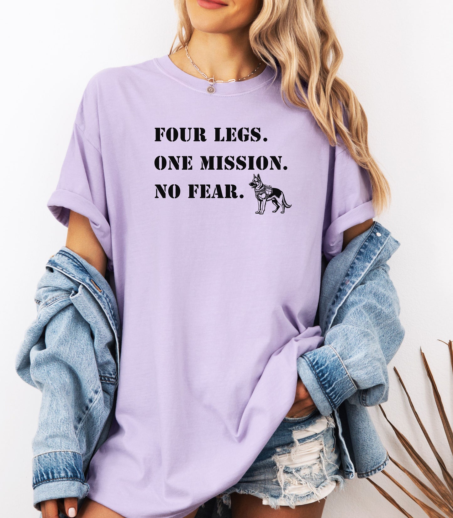 K9 Unit T-Shirt, Four Legs One Mission No Fear Police Dog Handler Tribute