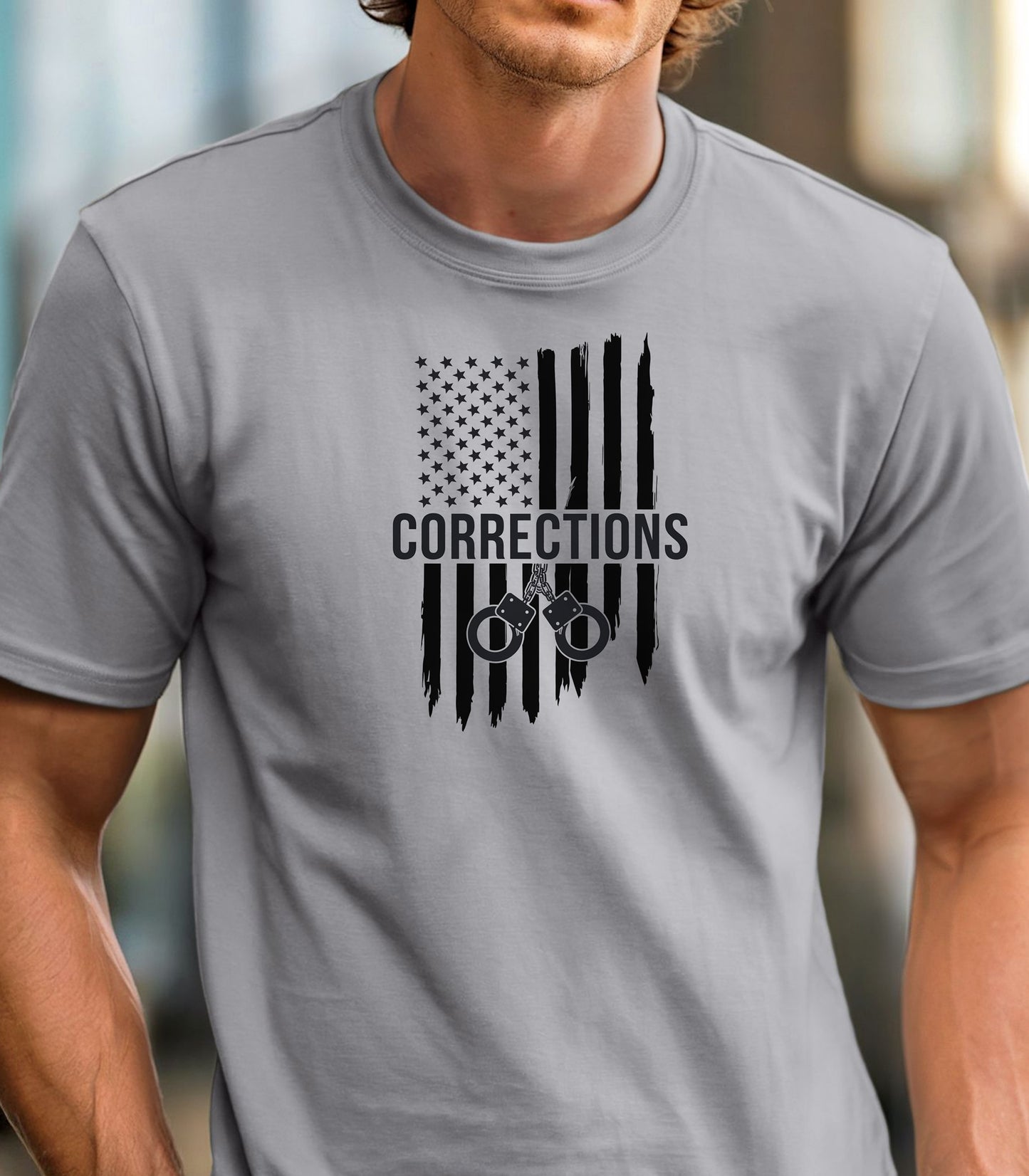Corrections Officer American Flag T-Shirt, Prison Guard Support & Law Enforcement Pride