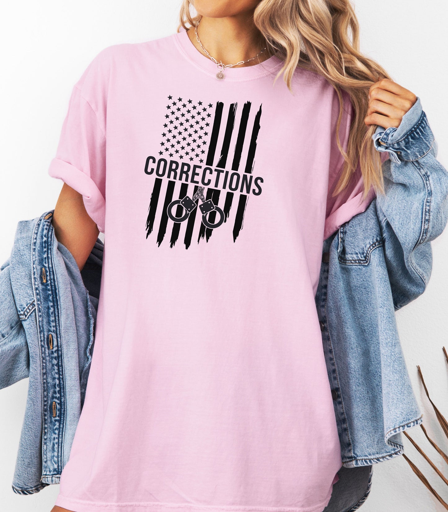 Corrections Officer American Flag T-Shirt, Prison Guard Support & Law Enforcement Pride