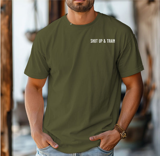Shut Up & Train Gym T-Shirt, Hardcore Fitness Motivation Tee