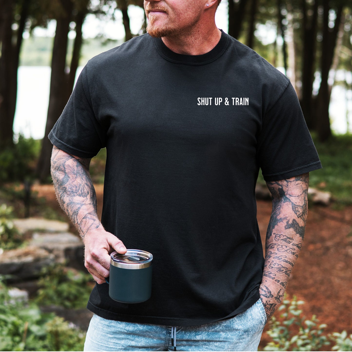 Shut Up & Train Gym T-Shirt, Hardcore Fitness Motivation Tee