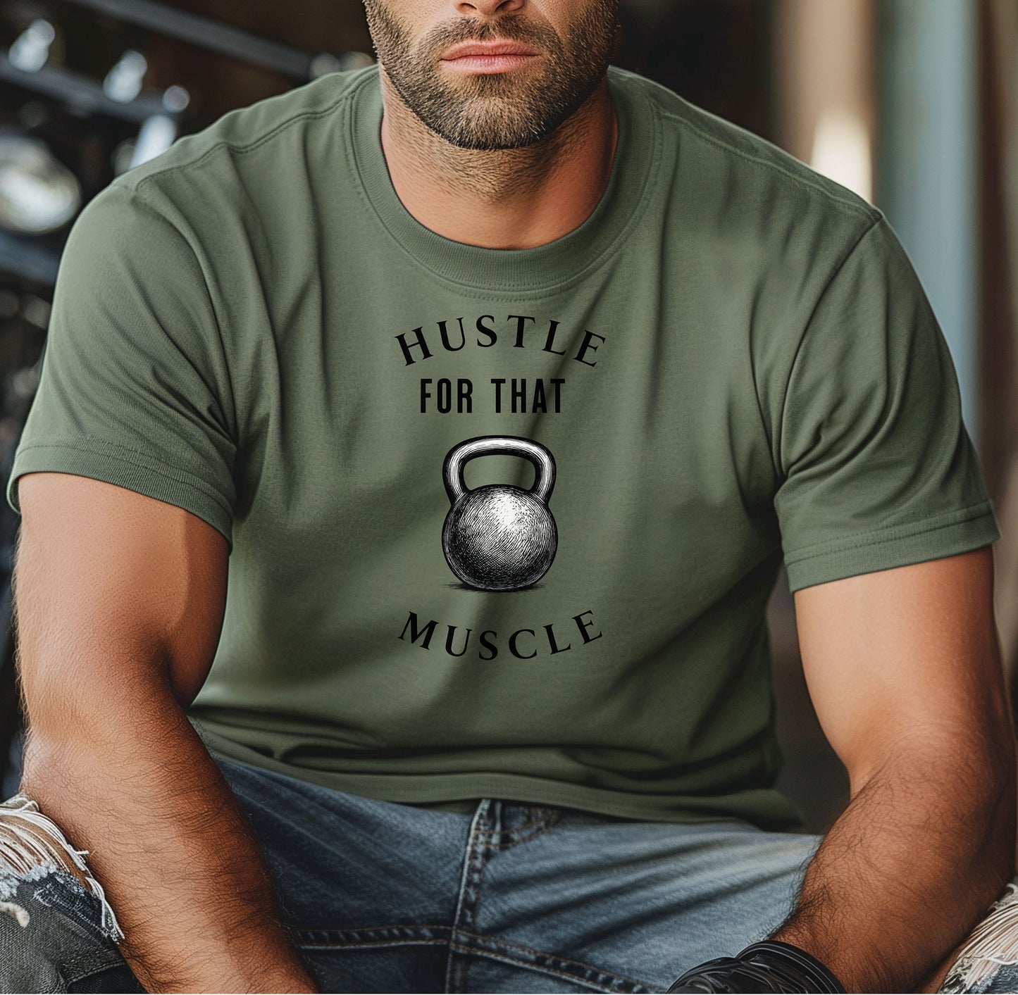 Hustle for That Muscle Kettleball T-Shirt, Motivational Gym Tee, Fitness Apparel, Workout Shirt, Personal Trainer Gift