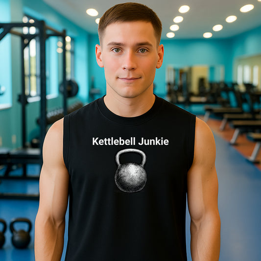 Kettlebell Junkie Muscle Tank, Gym Workout Sleeveless Tee