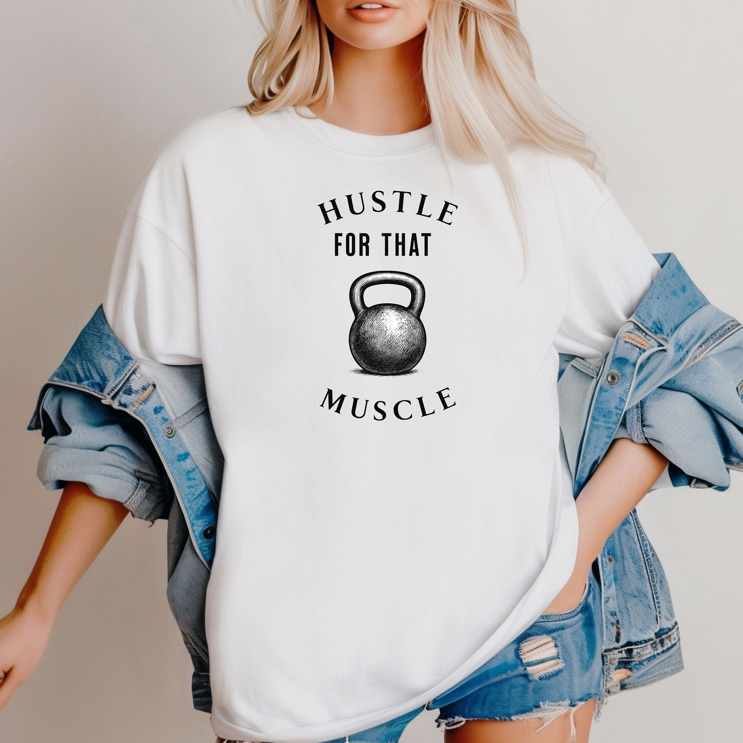 Hustle for That Muscle Kettleball T-Shirt, Motivational Gym Tee, Fitness Apparel, Workout Shirt, Personal Trainer Gift