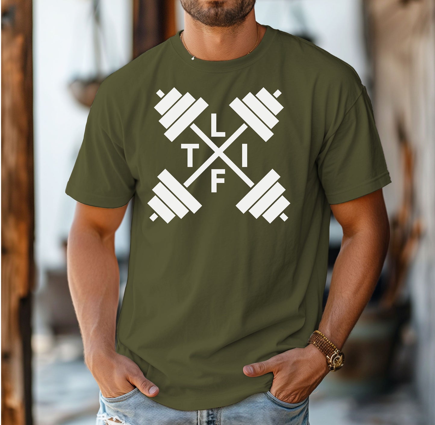 L-I-F-T Gym T-Shirt, Barbell Strength Training Fitness Tee
