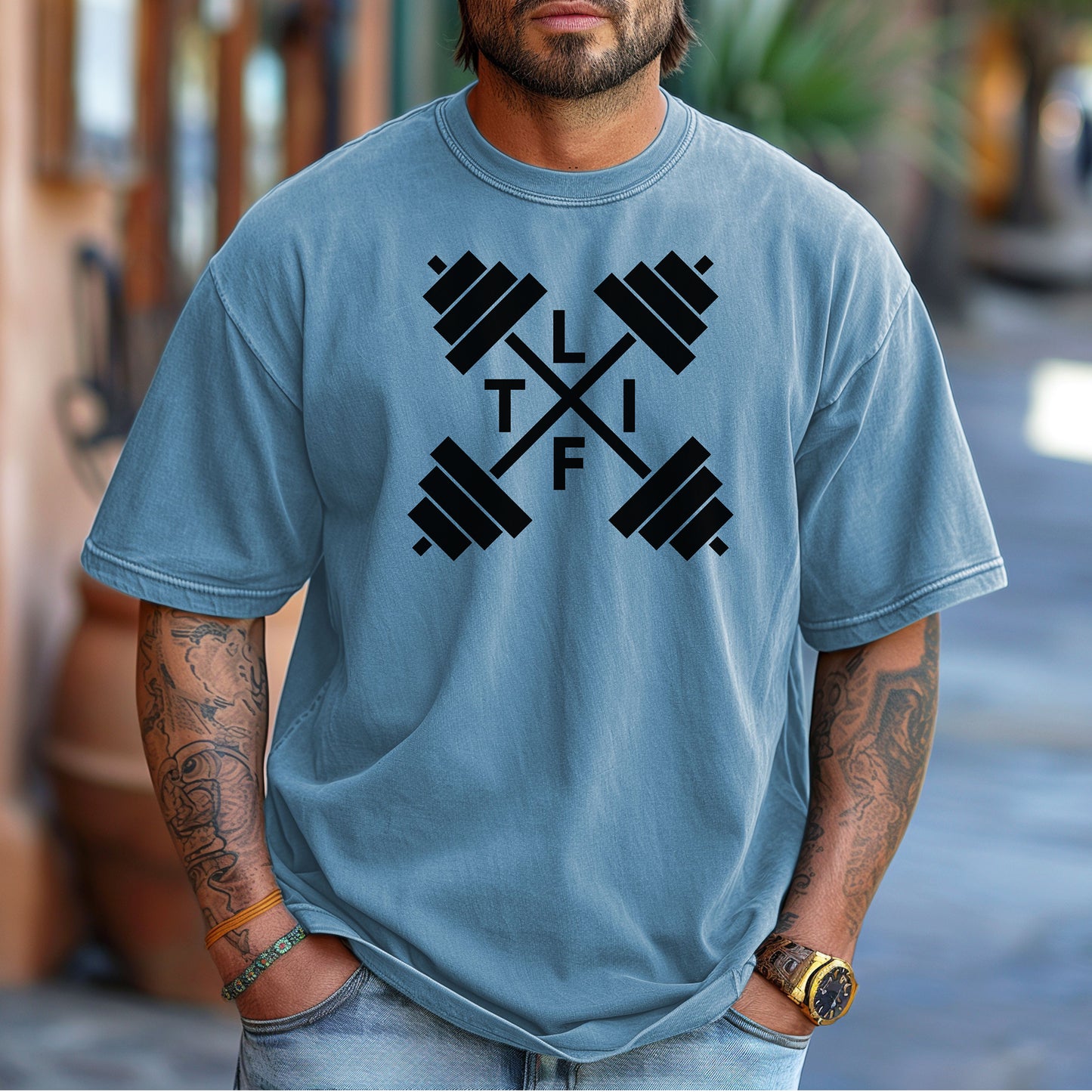 L-I-F-T Gym T-Shirt, Barbell Strength Training Fitness Tee