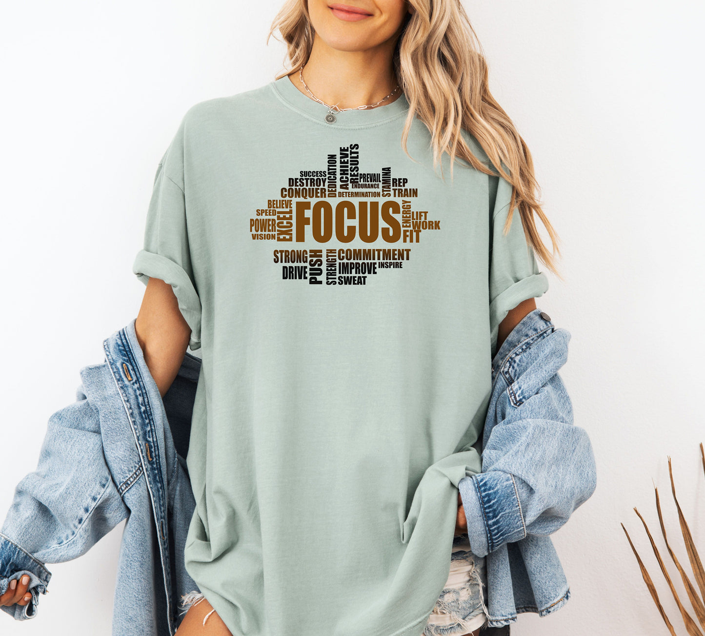 FOCUS Gym Motivation T-Shirt, Strength Training Fitness Tee