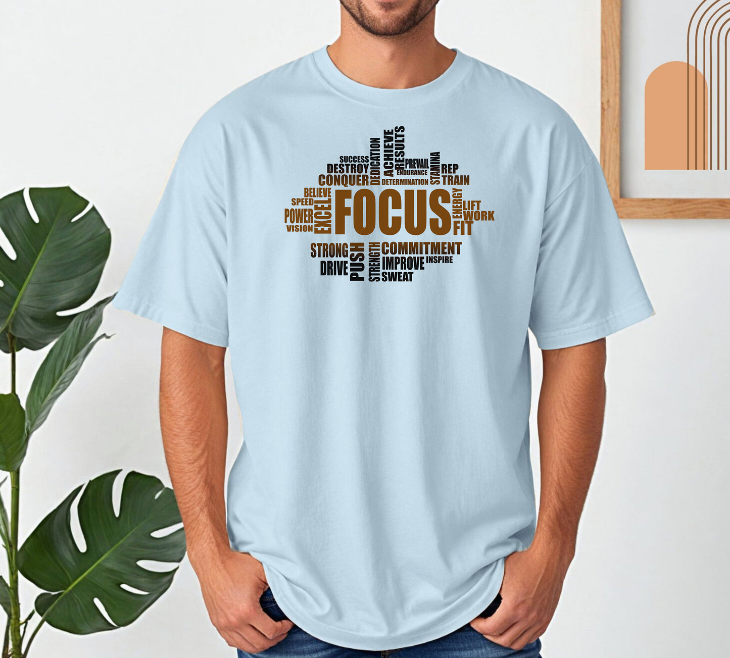 FOCUS Gym Motivation T-Shirt, Strength Training Fitness Tee