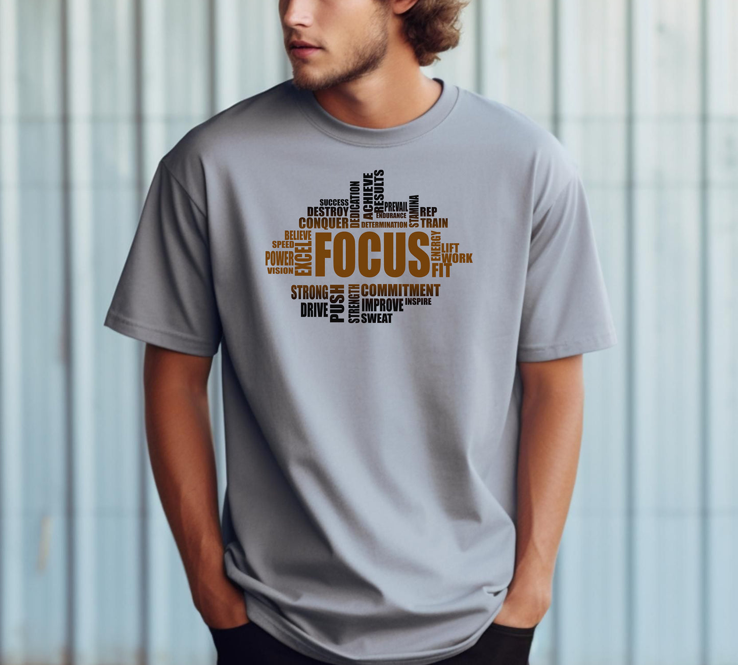 FOCUS Gym Motivation T-Shirt, Strength Training Fitness Tee
