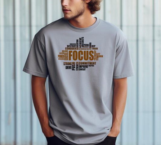 FOCUS Gym Motivation T-Shirt, Strength Training Fitness Tee