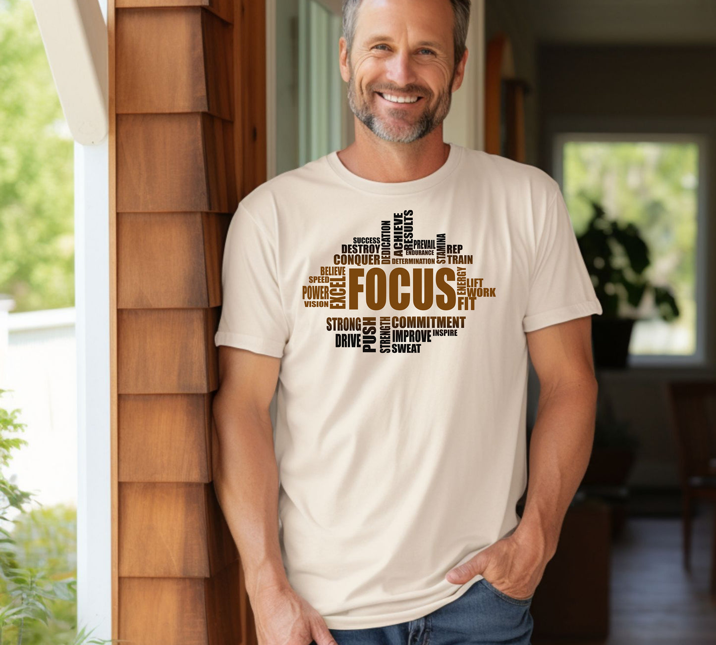 FOCUS Gym Motivation T-Shirt, Strength Training Fitness Tee