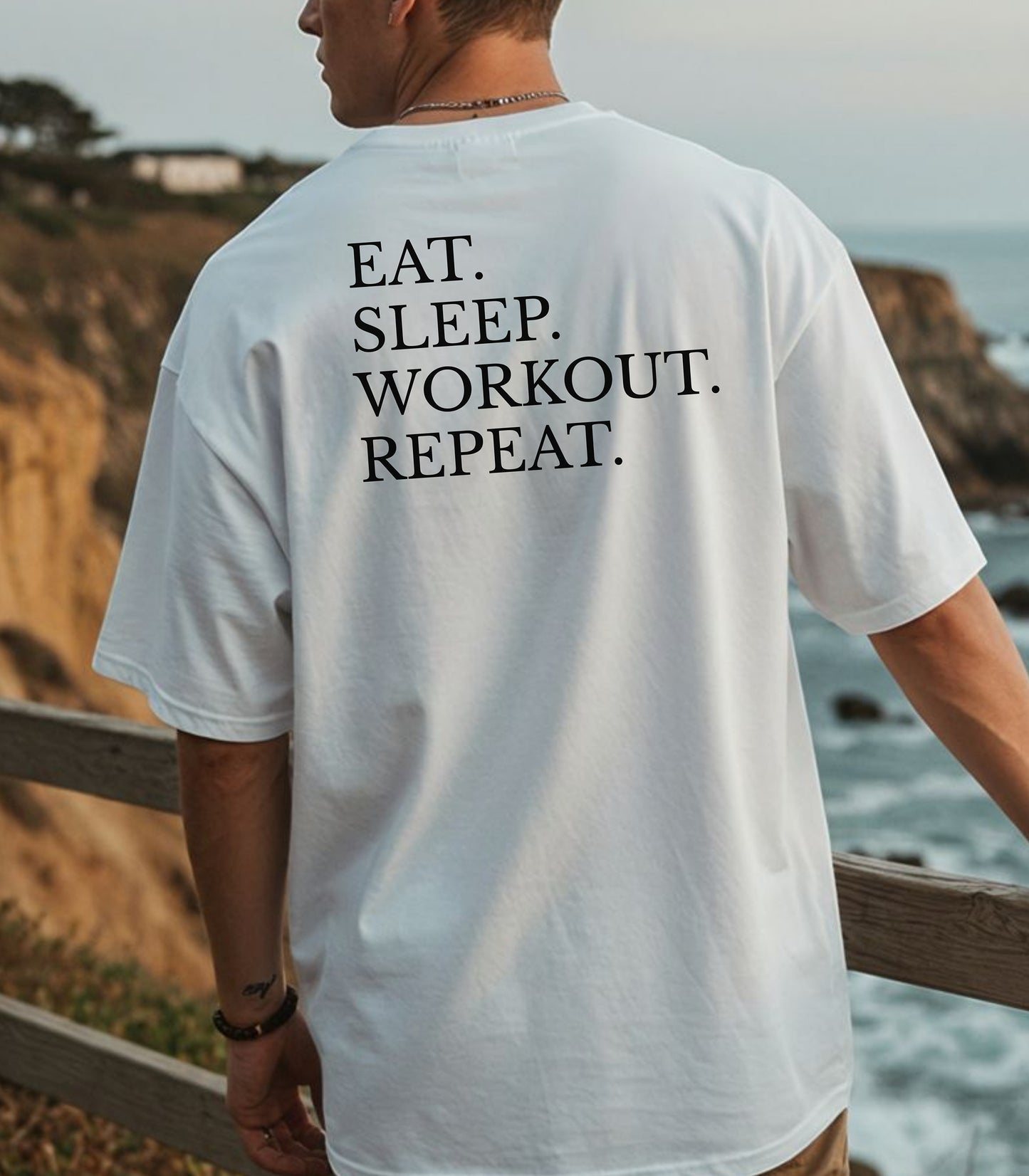 Eat. Sleep. Workout. Repeat. T-Shirt, Motivational Gym Tee