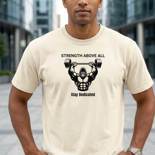 Strength Above All T-Shirt, Gorilla Strength Weightlifting Te, Heavy Lift Gym Shirt