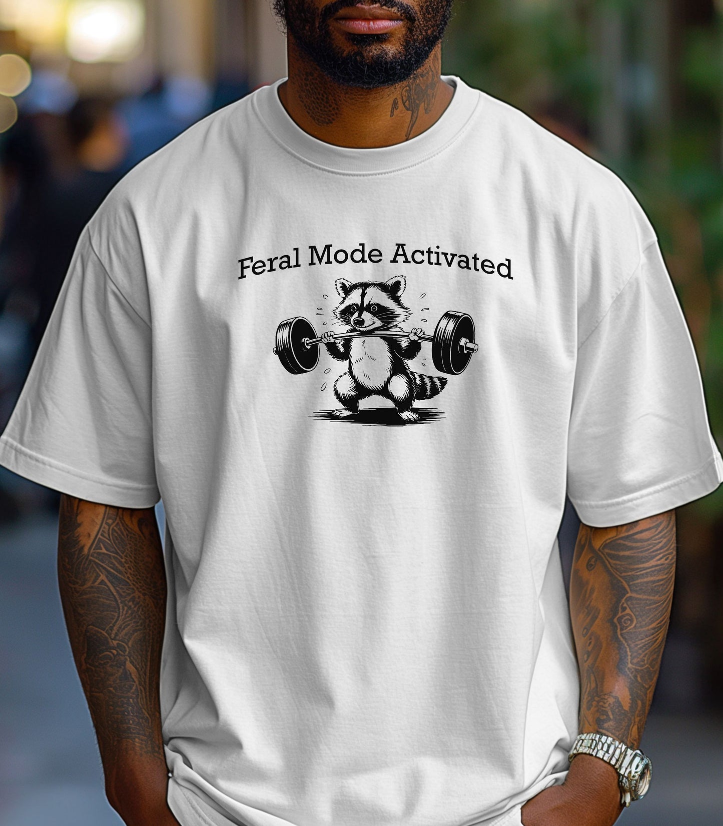 Feral Mode Activated T-Shirt, Funny Raccoon Workout Shirt