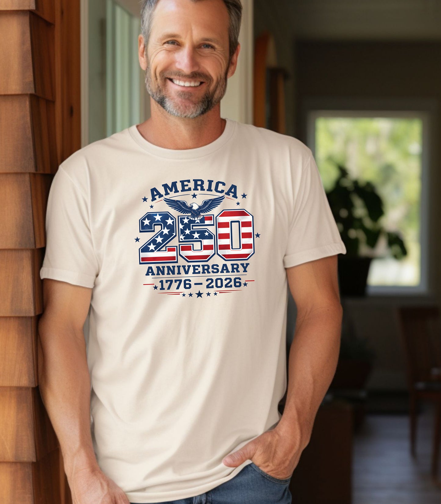 America 250 Anniversary T-shirt, 1776-2026 Patriotic Flag Design