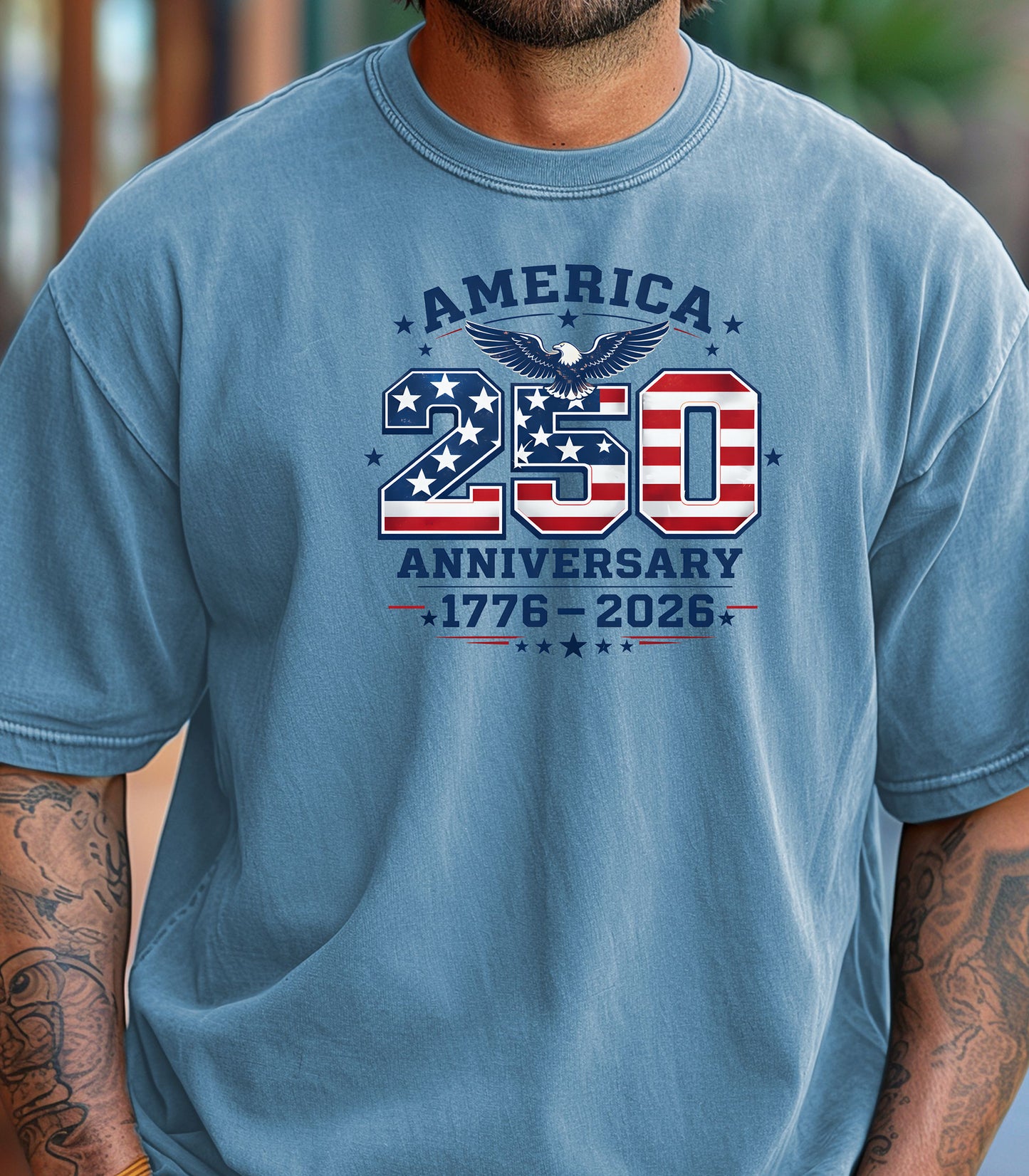 America 250 Anniversary T-shirt, 1776-2026 Patriotic Flag Design