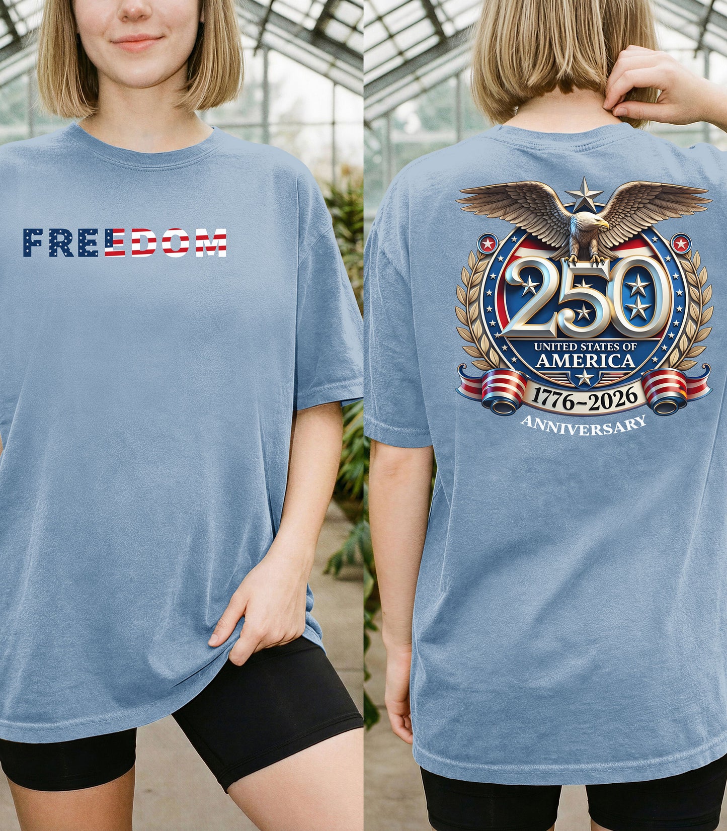 Freedom America 250 T-Shirt, Patriotic Eagle 1776-2026 USA Anniversary Shirt