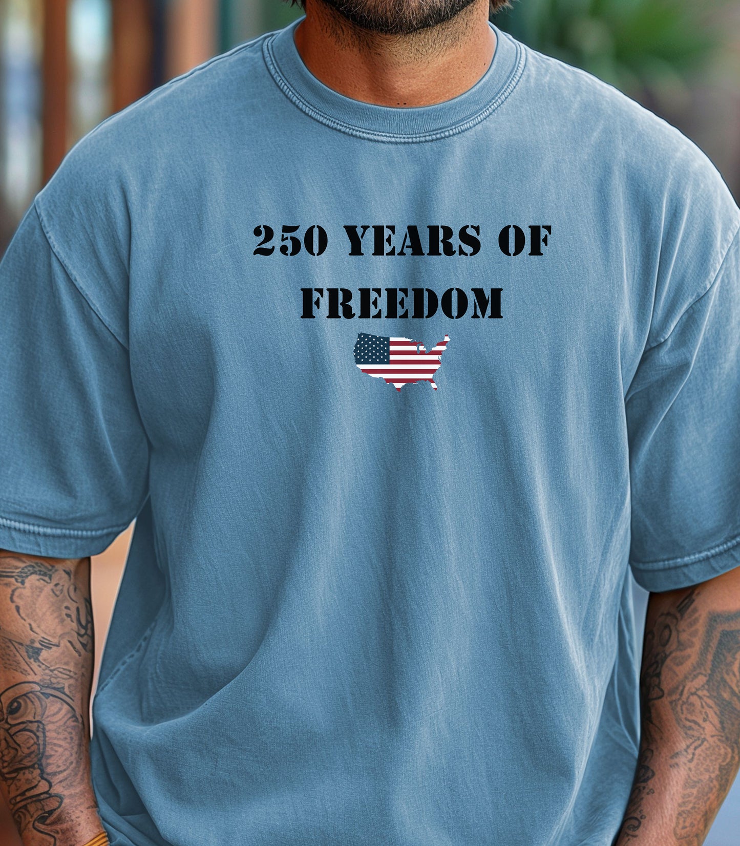 250 Years of Freedom T-shirt, USA flag map, patriotic anniversary