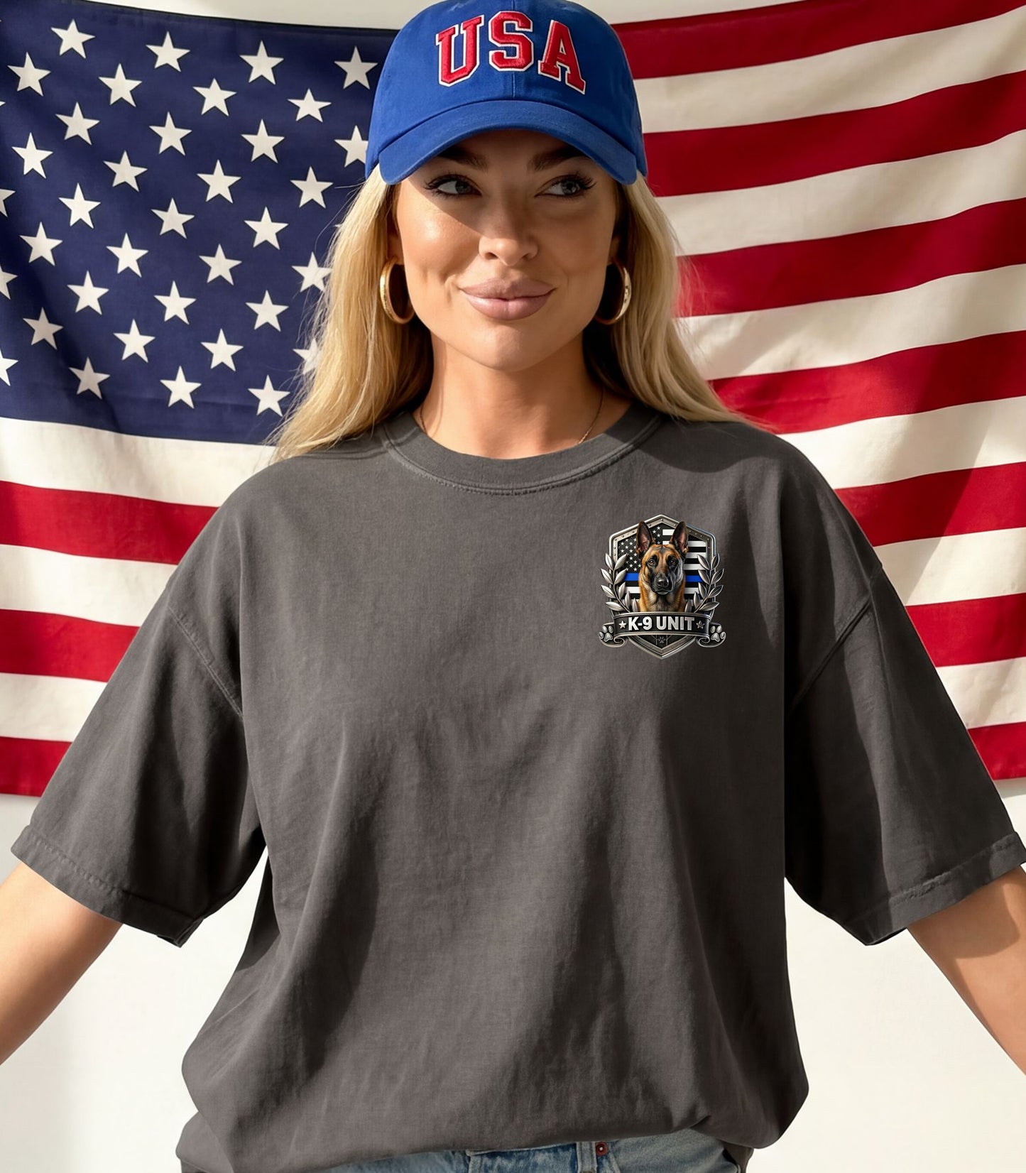 K-9 Unit Shield T-Shirt, Police K9 Patriotic, Law Enforcement Shirt