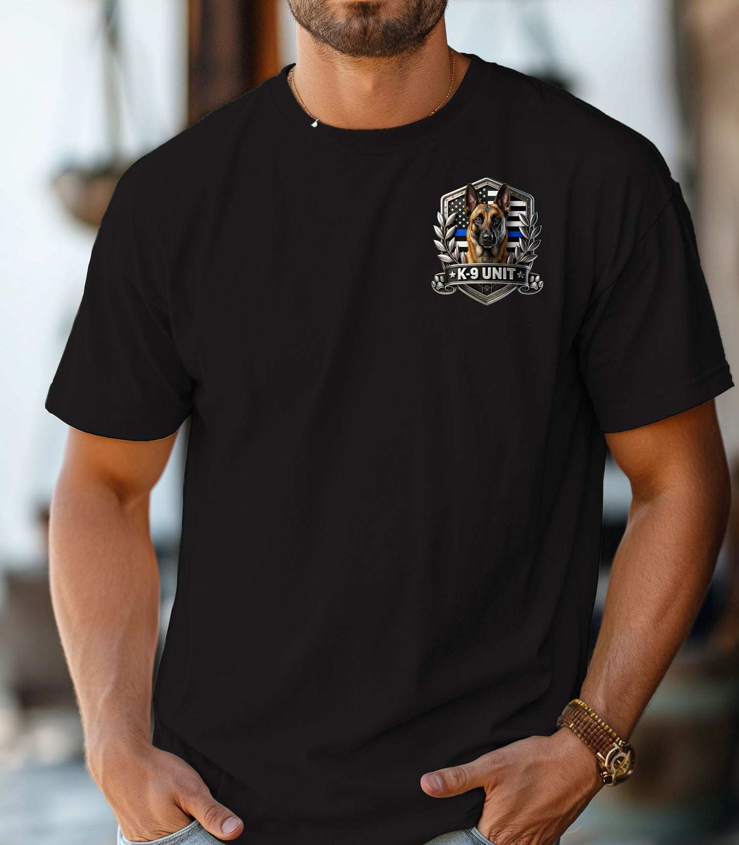 K-9 Unit Shield T-Shirt, Police K9 Patriotic, Law Enforcement Shirt