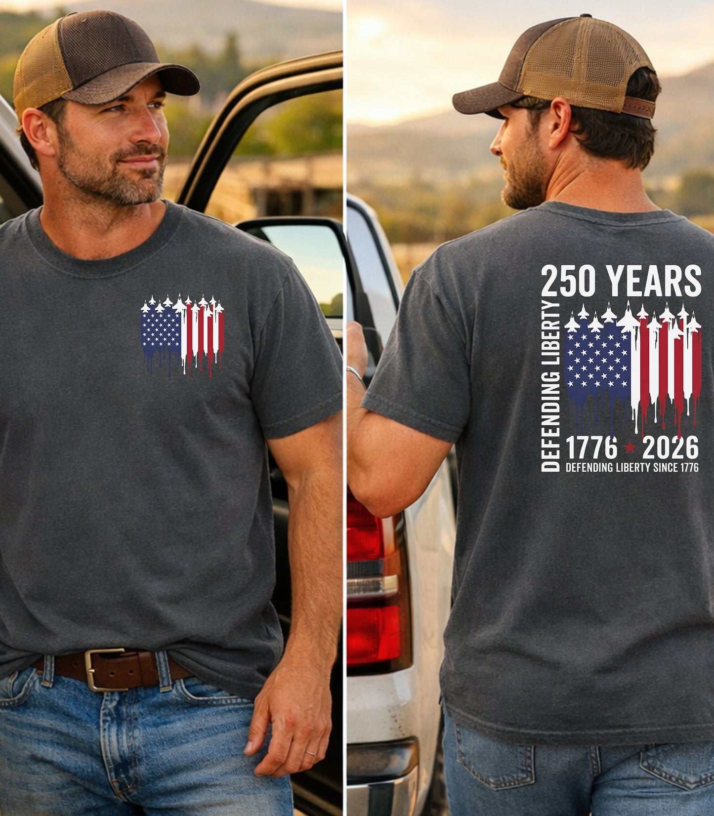 250 Years Defending Liberty T-Shirt, America 250 Patriotic Military Shirt