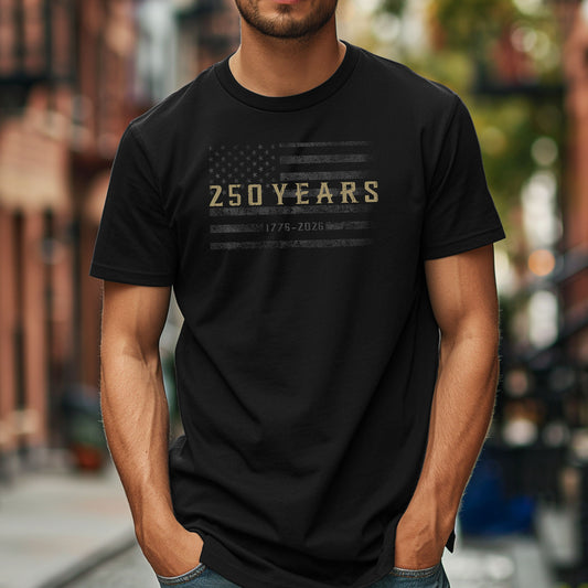 250 Years Flag Graphic T-Shirt, Distressed American Flag, Anniversary Tee