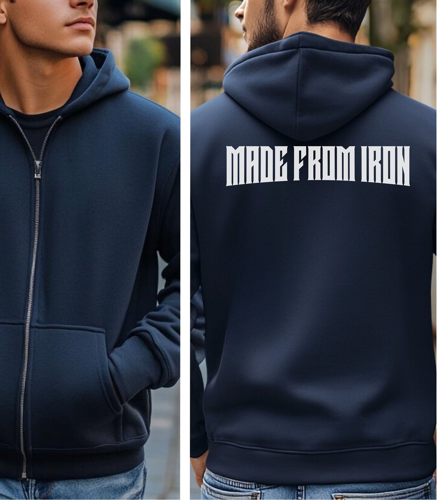 Made From Iron Back Print Hoodie, Strength Training Gym Hoodie