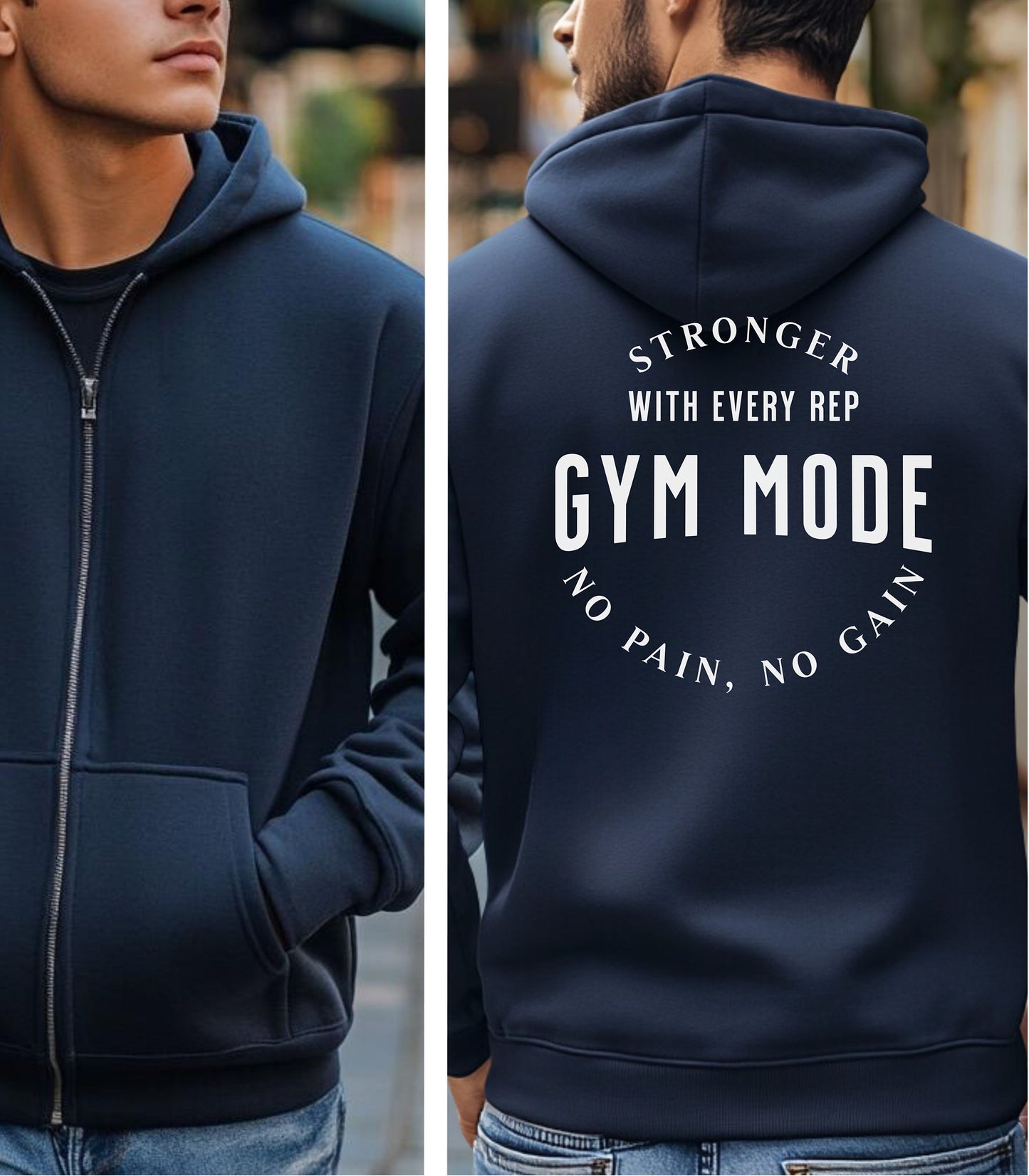 Gym Mode Activated Hoodie, No Pain No Gain Back Print Gym Hoodie