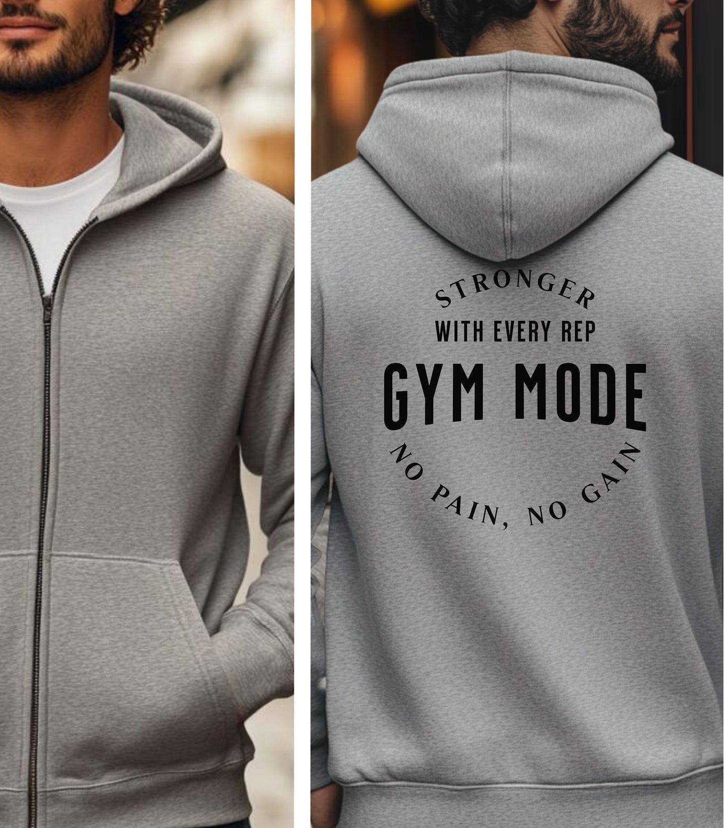 Gym Mode Activated Hoodie, No Pain No Gain Back Print Gym Hoodie