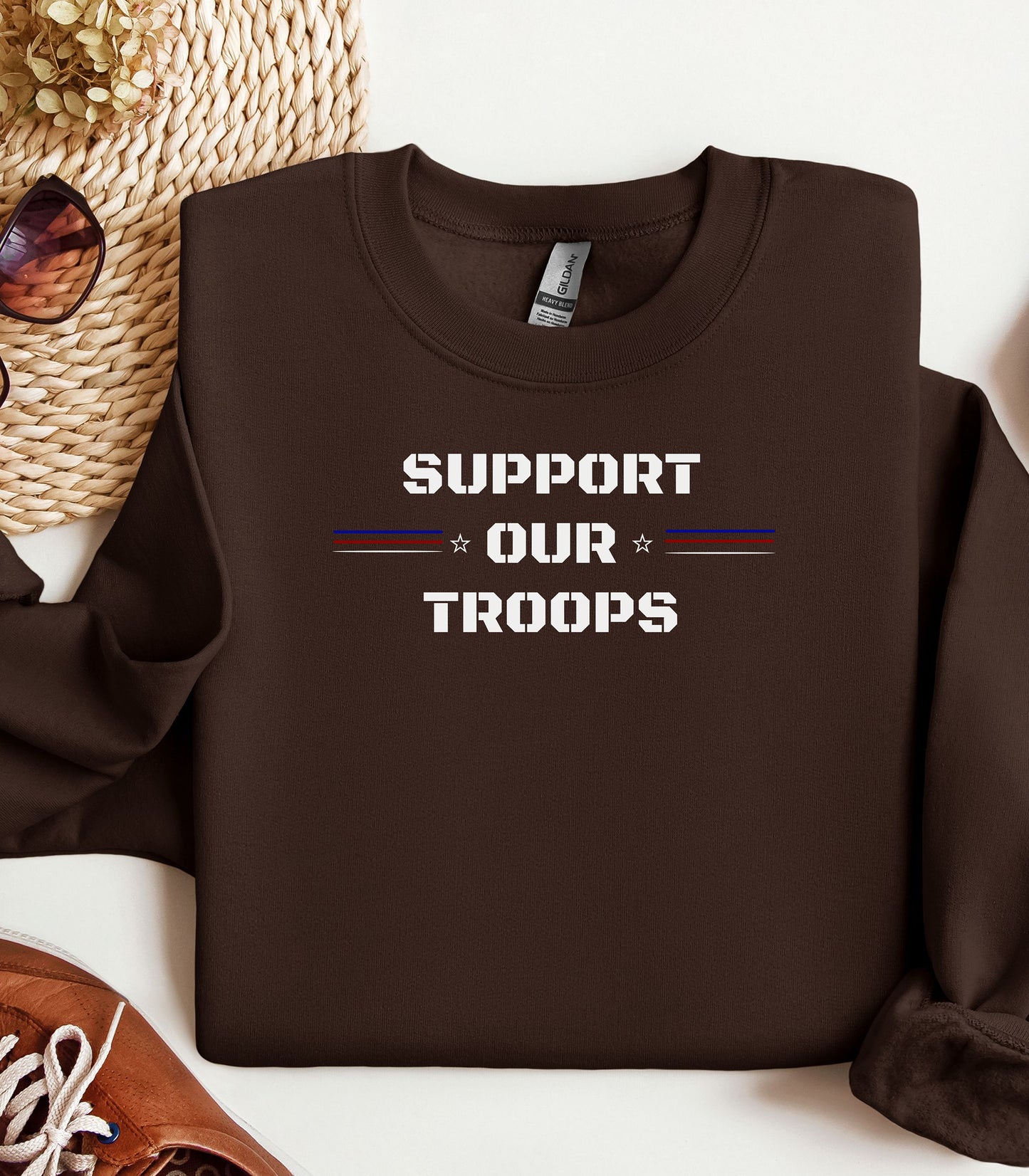 Support Our Troops Sweatshirt, Patriotic Military Pride Apparel