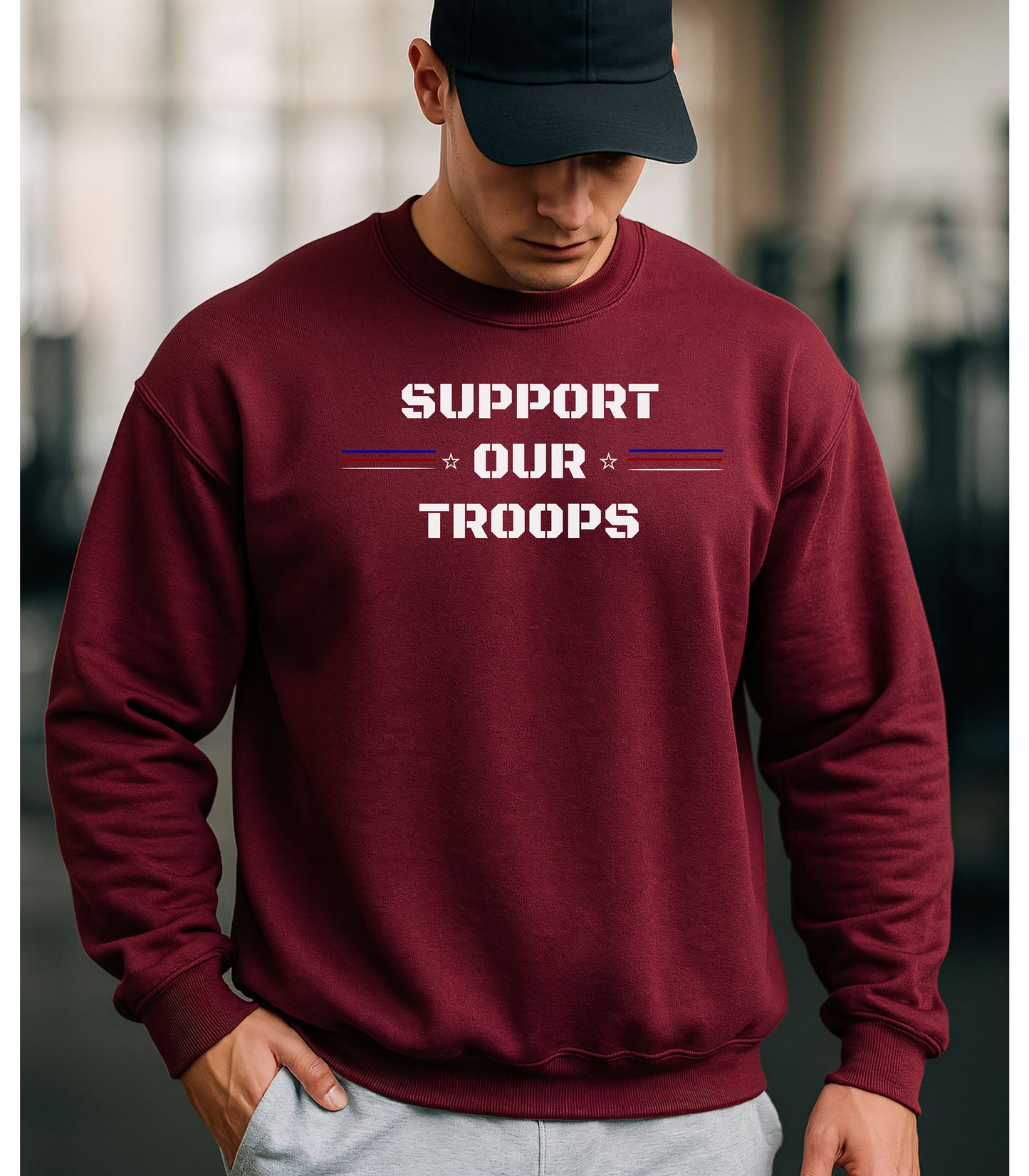 Support Our Troops Sweatshirt, Patriotic Military Pride Apparel