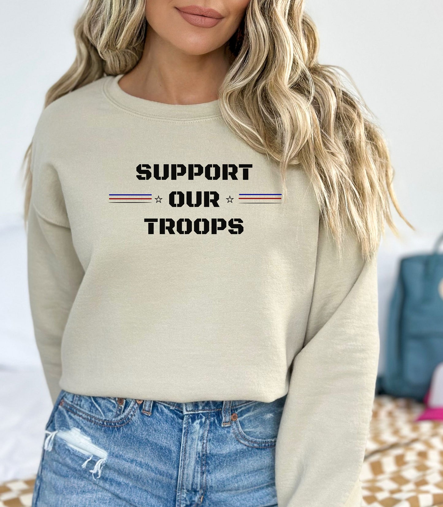 Support Our Troops Sweatshirt, Patriotic Military Pride Apparel