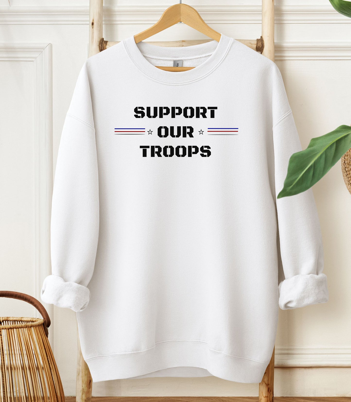 Support Our Troops Sweatshirt, Patriotic Military Pride Apparel