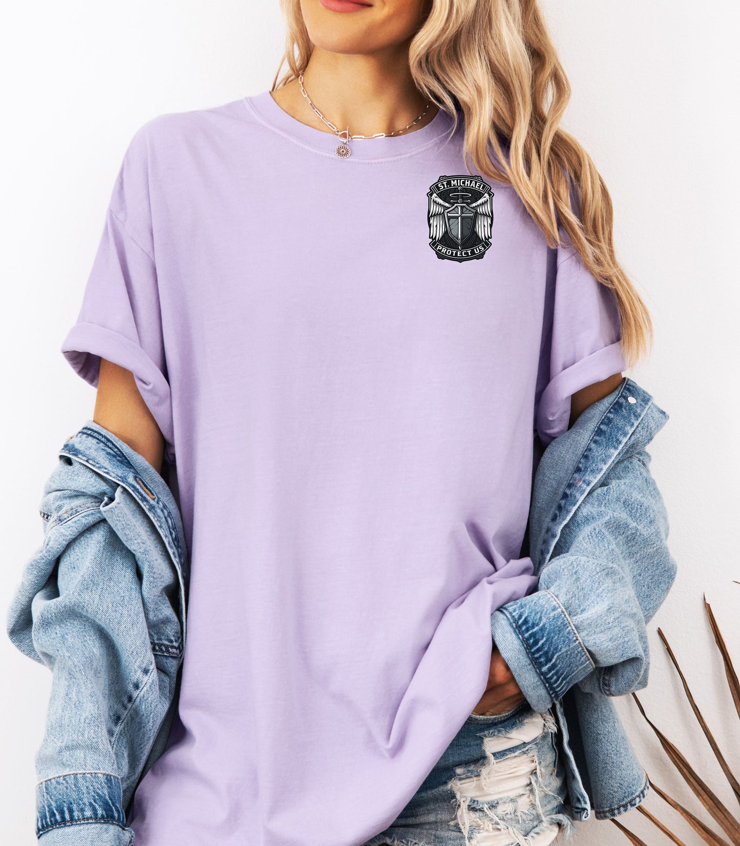 St. Michael Protect Us T-Shirt, Archangel Military Protection Pocket Tee
